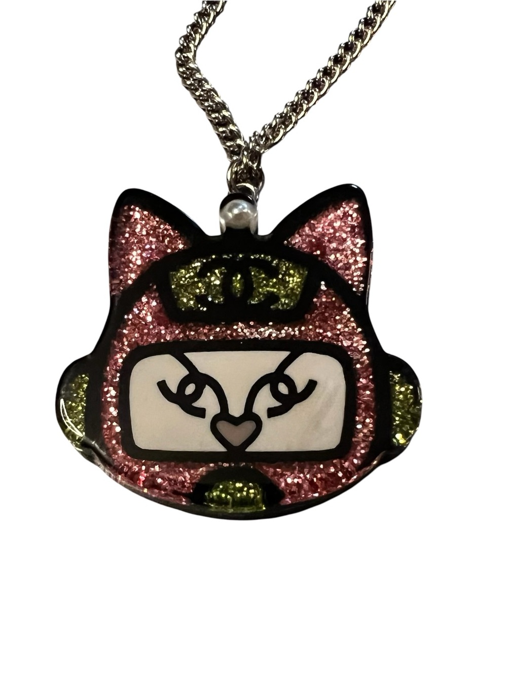 ChaneI Space Kitty Cat Pink Logo Necklace